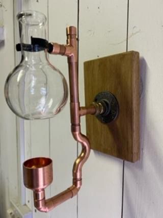 Bespoke Wall Mounted - Solid Oak and Copper Bunsen Burner