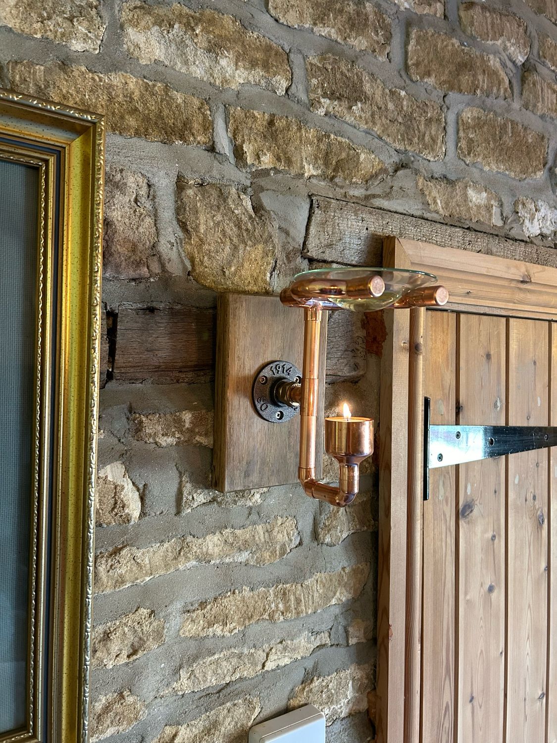 Bespoke Wall Mounted - Solid Oak and Copper Wax Melt Burner