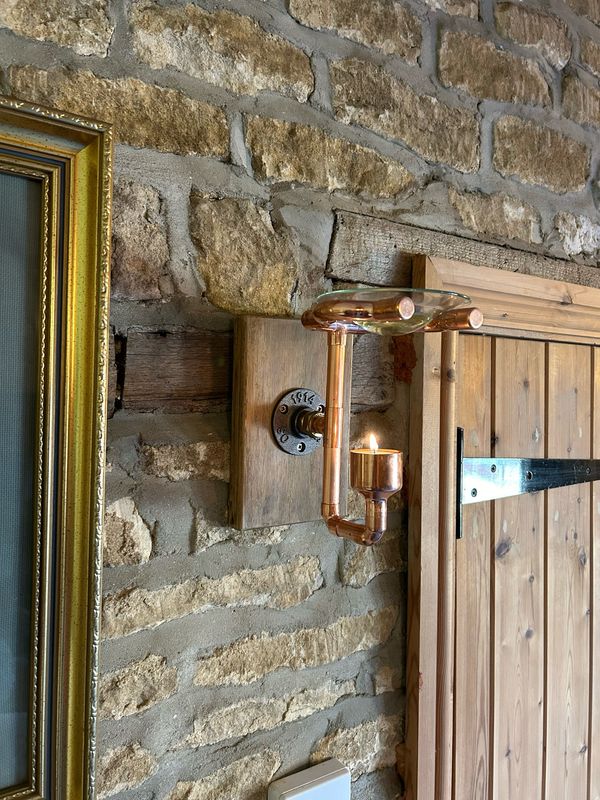 Bespoke Wall Mounted - Solid Oak and Copper Wax Melt Burner