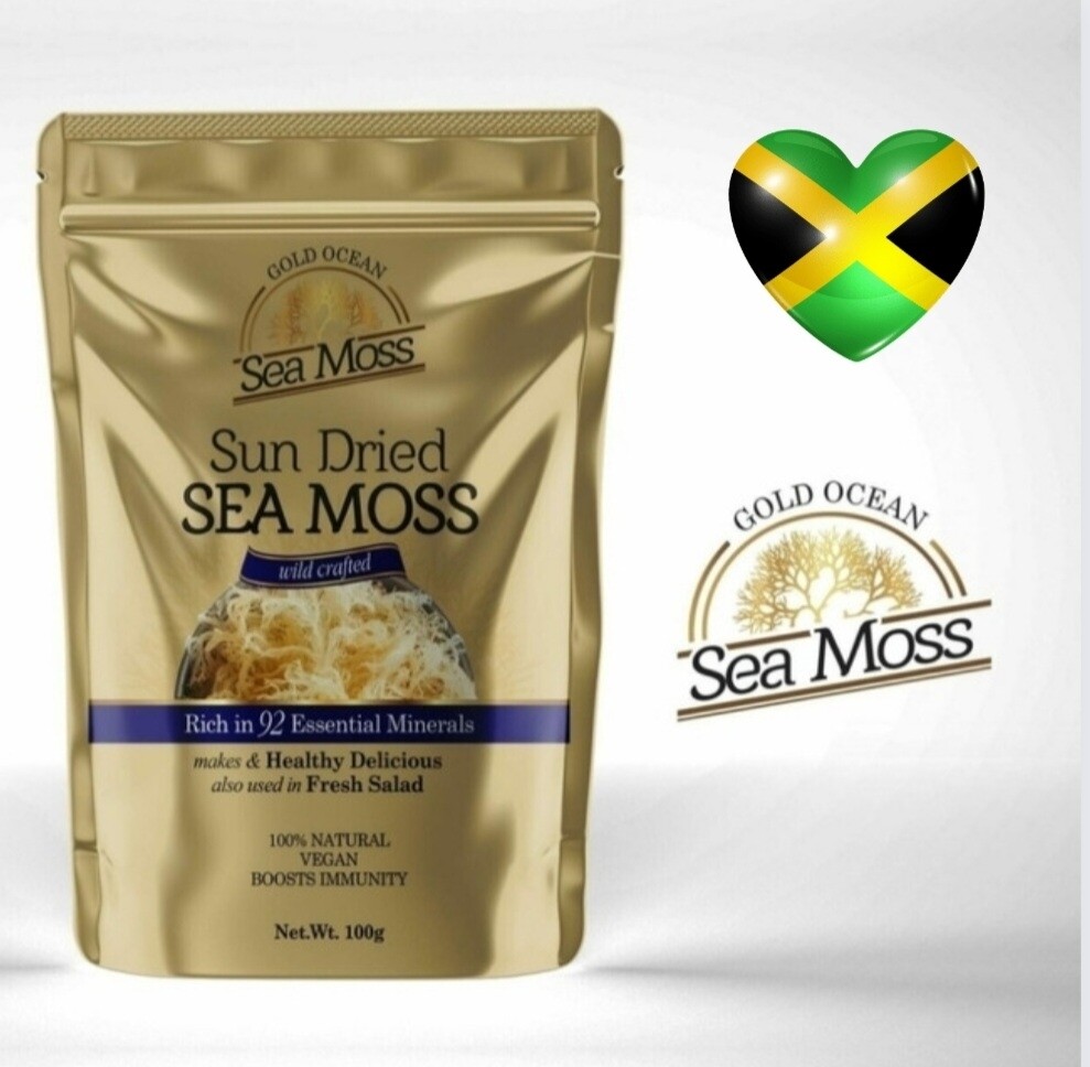   Jamaican Wild Crafted Gold Spaghetti  Sea Moss 100g Dr Sebi  Recommended Variety
