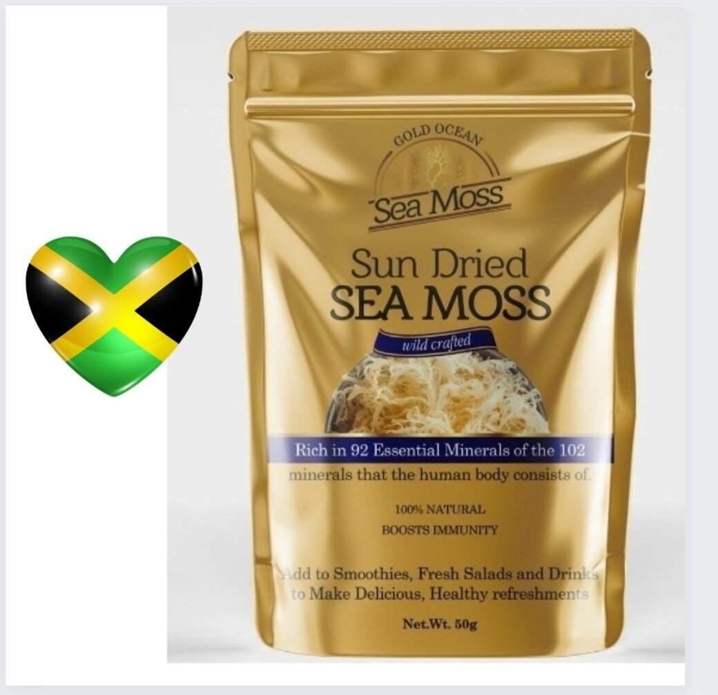 Gold Jamaican Wildcrafted Macaroni Sea Moss 500g