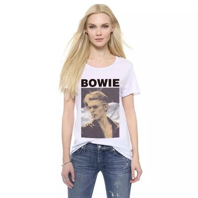 Women’s Tee Featuring Bowie With Ciagatette. White only.