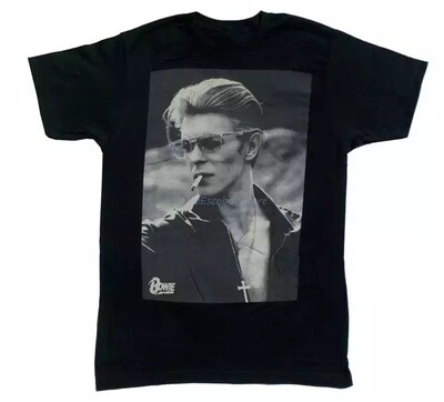 Men’s Tee. Bowie With Cigarette. Black Only.