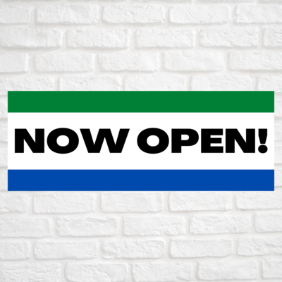 Now Open! Green/Blue