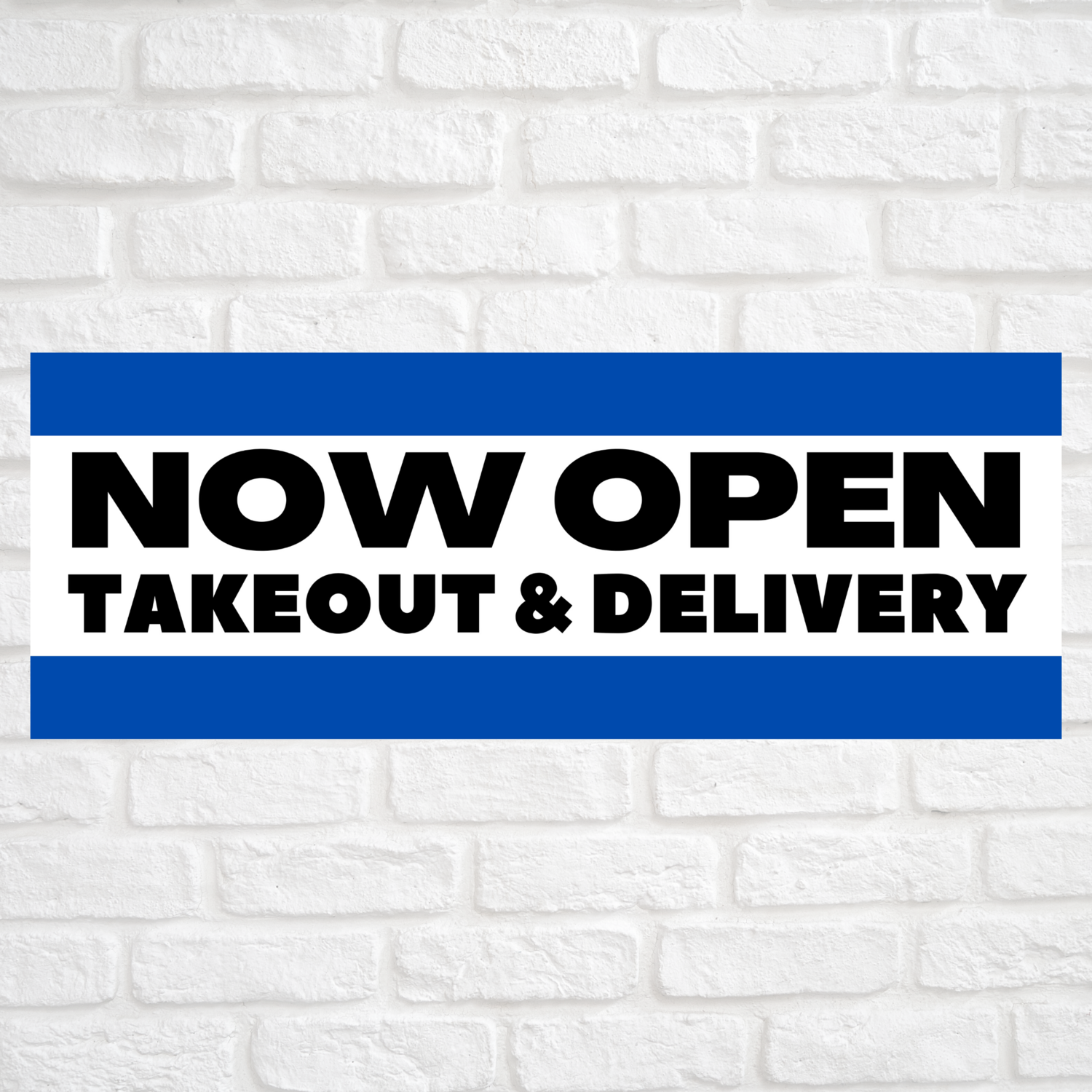 Now Open Takeout & Delivery Blue/Blue