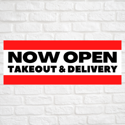 Now Open Takeout & Delivery Red/Red