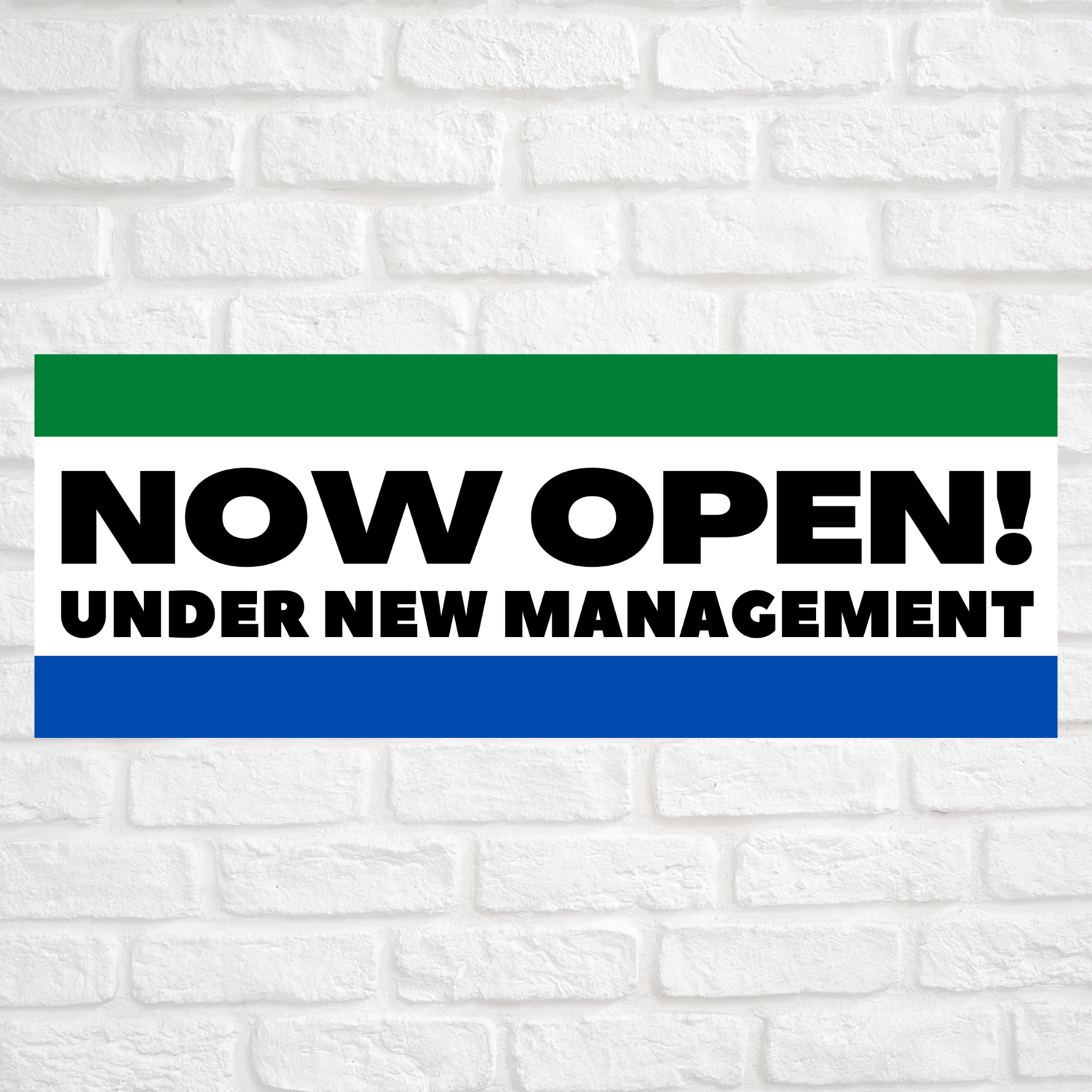 Now Open! Under New Management Green/Blue