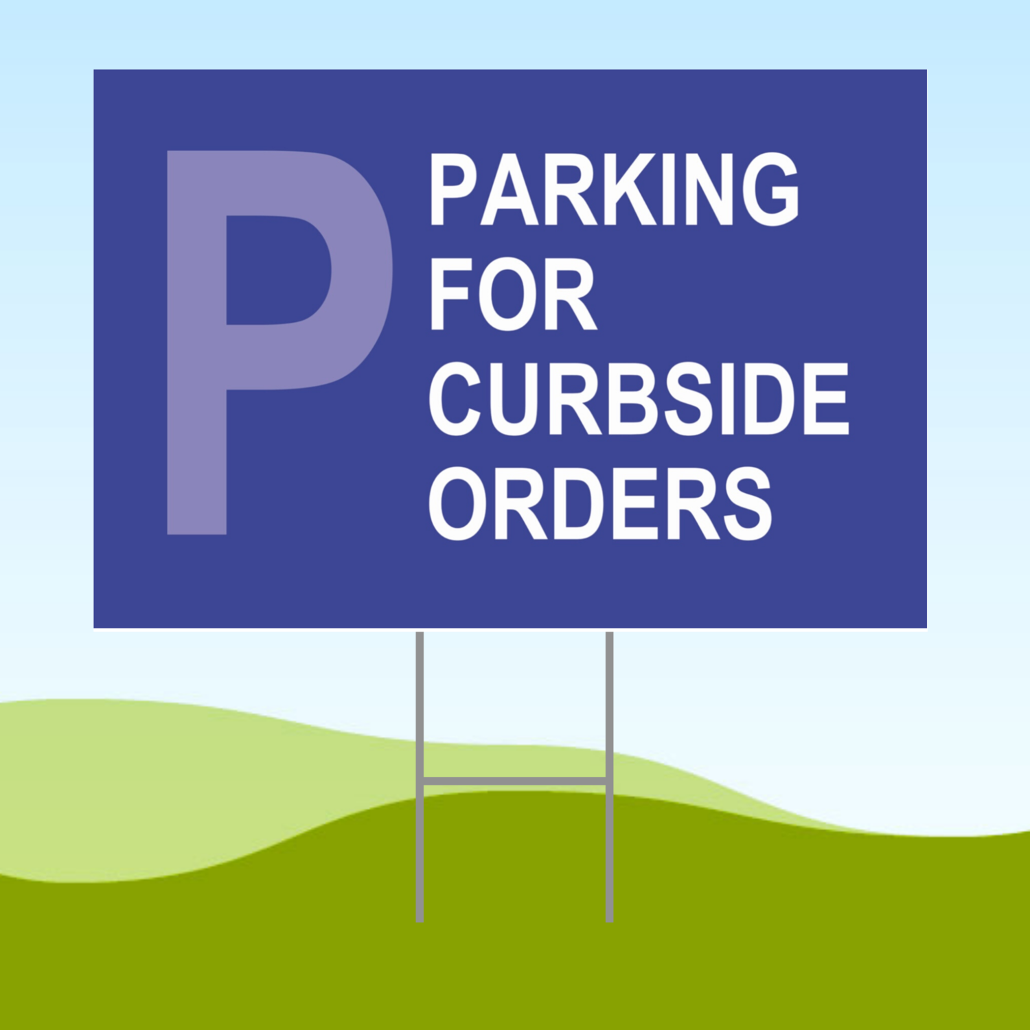 Parking For Curbside Orders 18x24 Yard Sign WITH STAKE Corrugated Plastic Bandit