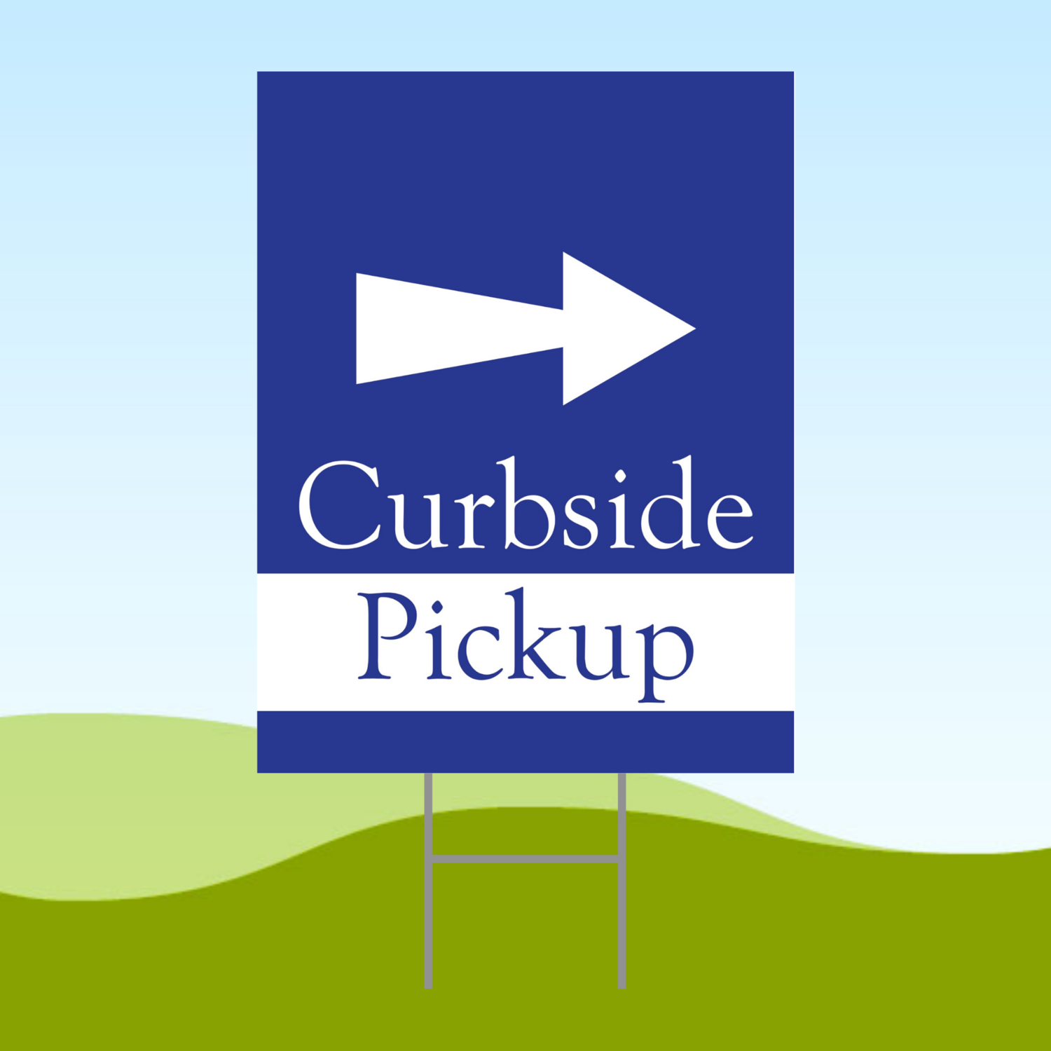 Curbside Pickup Arrow RIGHT 18x24 Yard Sign WITH STAKE Corrugated Plastic Bandit