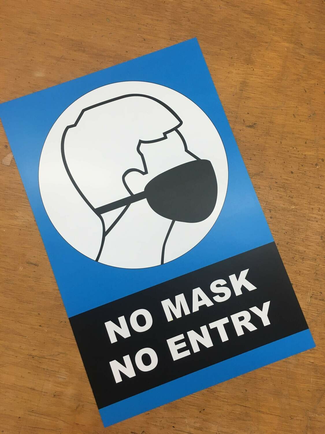 No Mask No Entry Blue 11x17 Sign 2-Pack