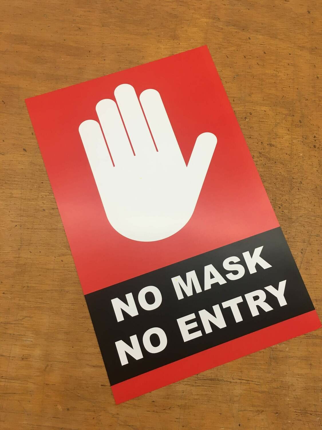 No Mask No Entry Red Hand 11x17 Sign 2-Pack