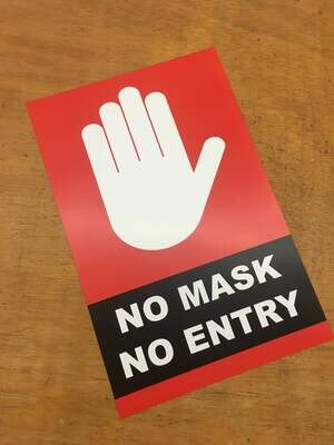 No Mask No Entry Red Hand 11x17 Sign 2-Pack