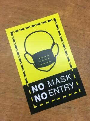 No Mask No Entry Yellow3 11x17 Sign 2-Pack