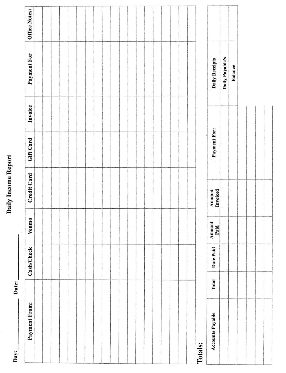 INF05 Daily Income Report