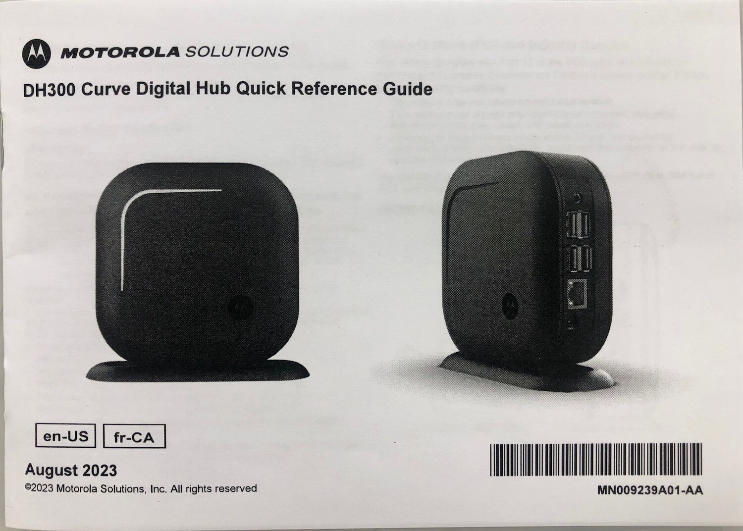 DOC Motorola Quick Reference Guide DH300 Digital Hub, ENG/FRENCH Canada v5