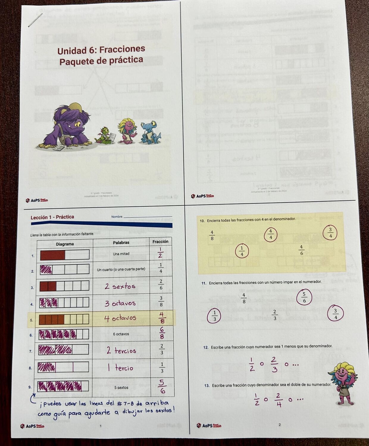 AOPS43 3.6.0 SPANISH Student Practice Answer Key
