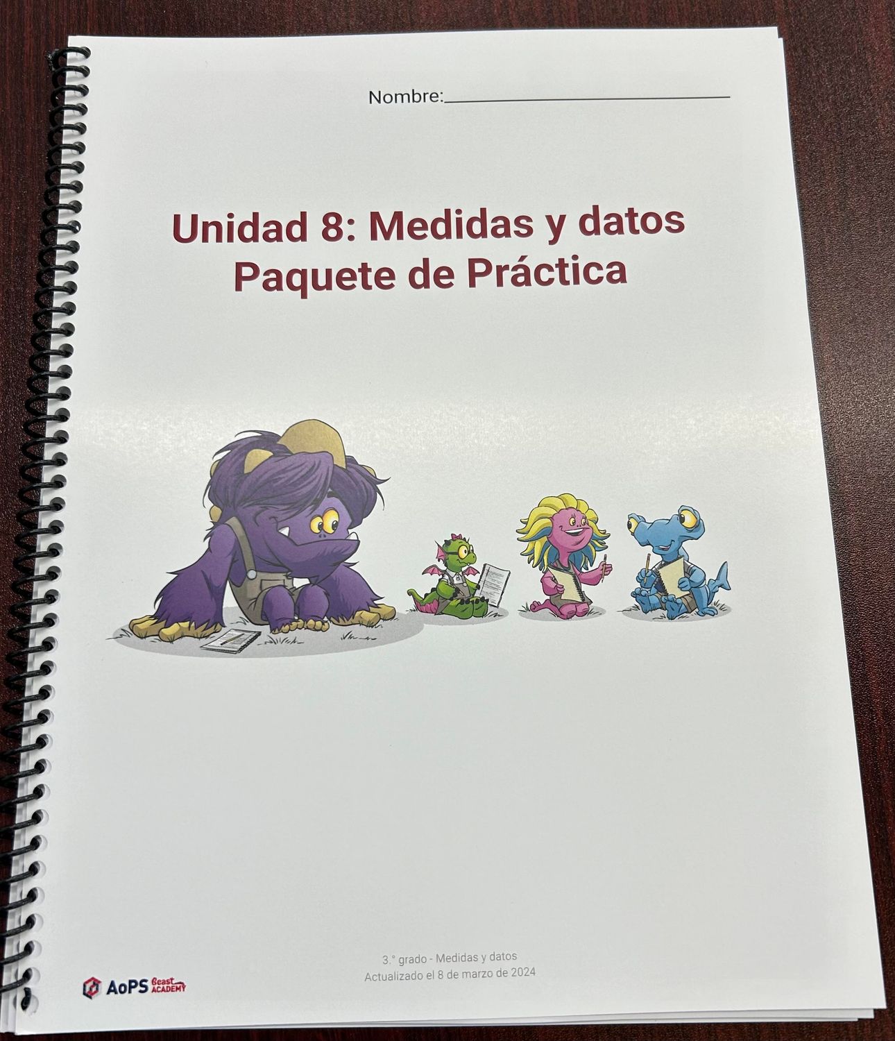 AOPS47 3.8.0 SPANISH Measurement and Data Packet (3rd GRADE) 2024