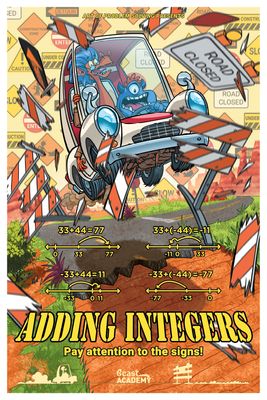 Beast Academy - Adding Integers 24x36 Sign