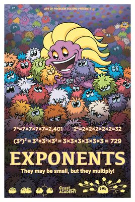Beast Academy - Exponents 24x36 Sign