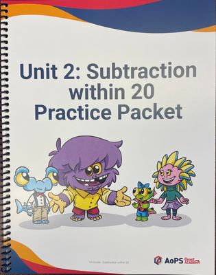 IPL11 Grade 1 - Unit 2: Subtraction Within 20 ENGLISH Practice Packet 2025-2026