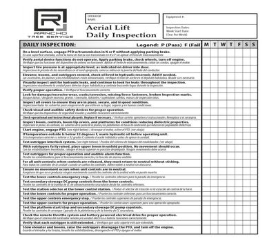Aerial Lift Daily Inspection
