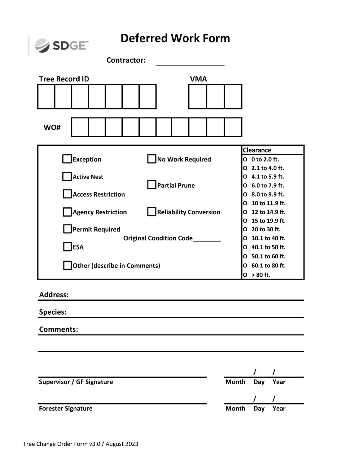Deferred Work Form
