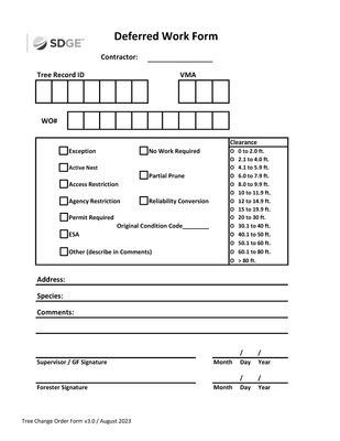 Deferred Work Form