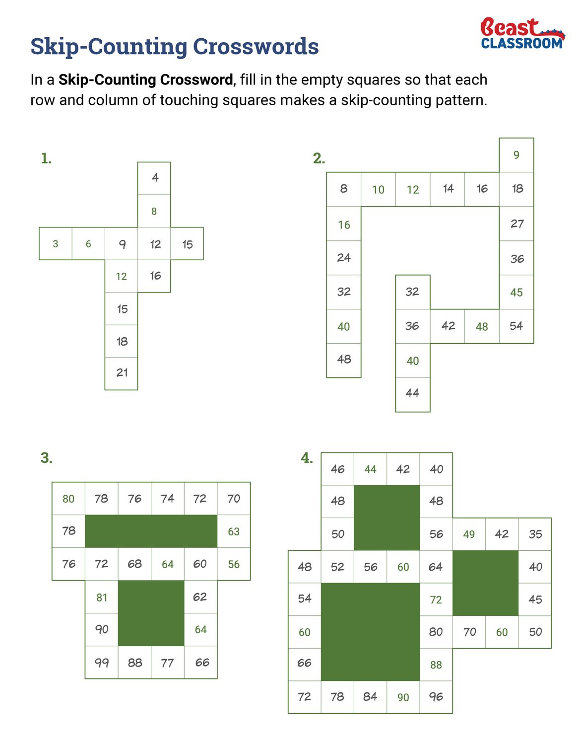 17 Puzzle Packet Answer Key