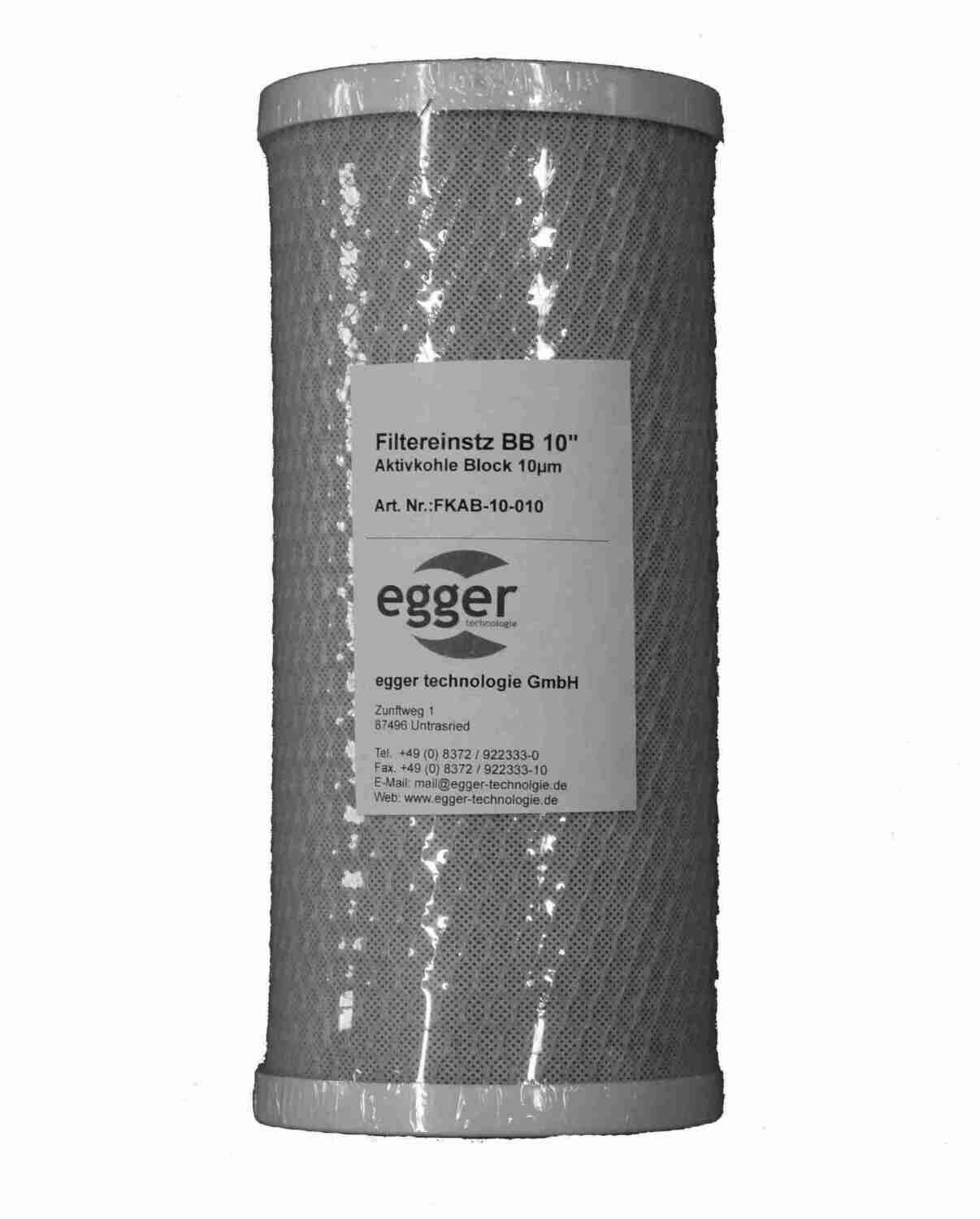 Filtereinsatz 10" Aktivkohleblockfilter - Filterrate 10 µm