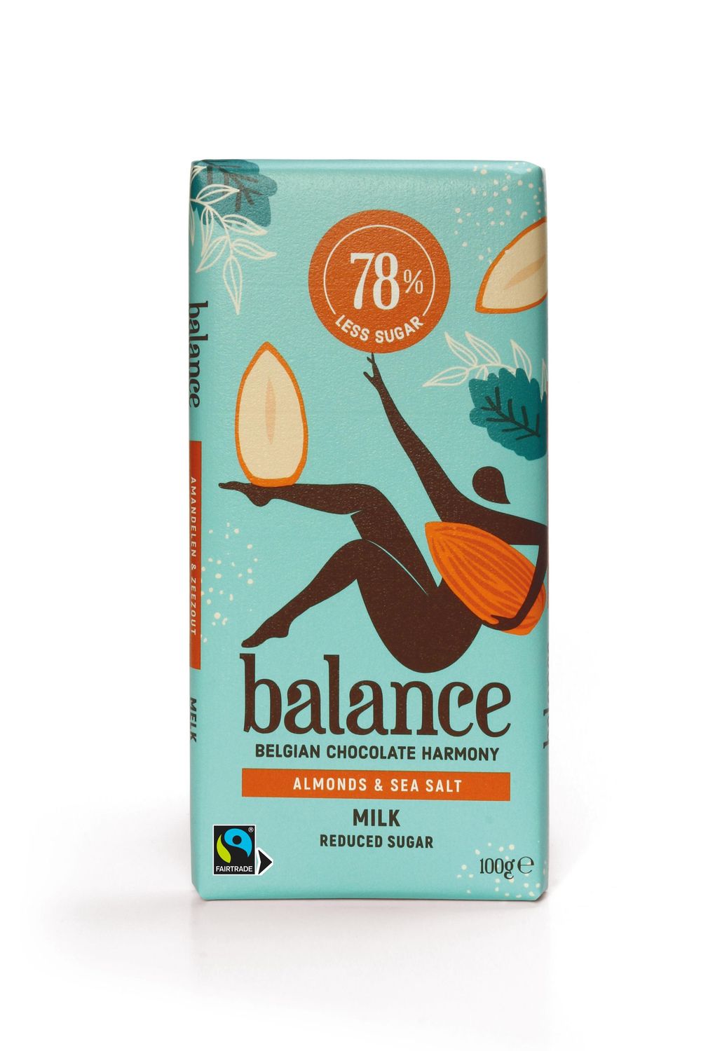 3 Reduced Sugar & Gluten Free Belgian Milk Chocolate with Almonds and Sea Salt Bars