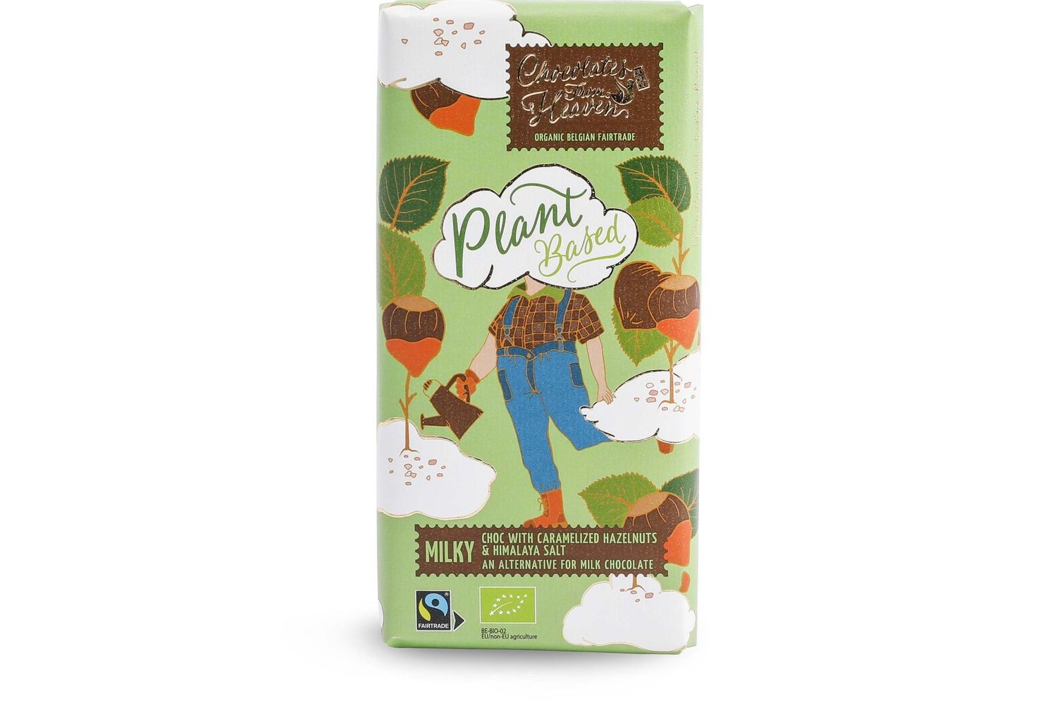Phoenix Delite Heaven Vegan and Gluten Free Rice Milk Belgian Chocolate bar with caramelize hazelnuts and Himalayan Salt