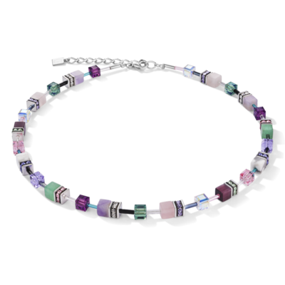 Necklace GeoCUBE® Swarovski® Crystals & Gemstones lilac-green