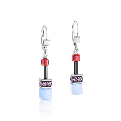 GeoCUBE® Earrings purple-red-blue