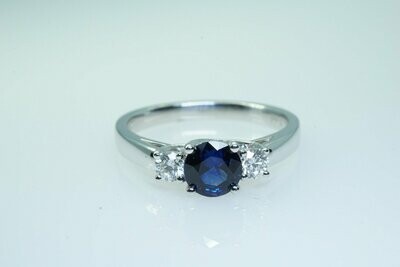 Ladies Genuine Blue Sapphire With Diamond Accents