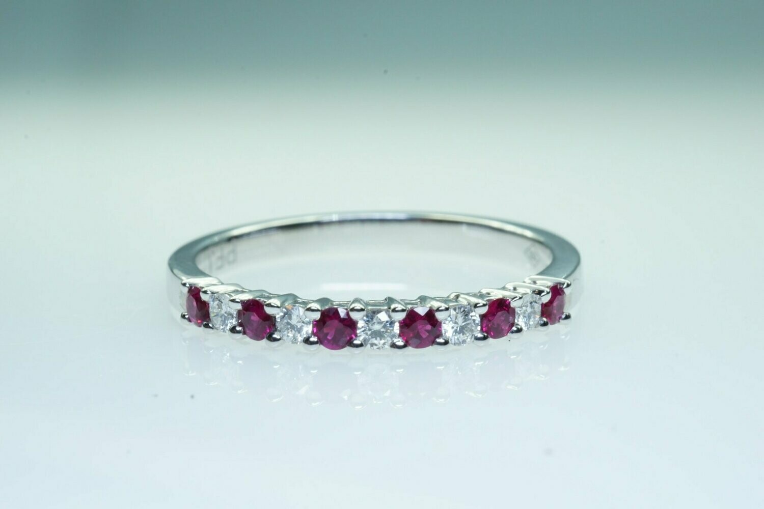 Ladies Genuine Ruby And Diamond Band Ring