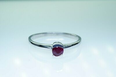 Ladies Genuine Round Ruby Semi- Bezel Ring
