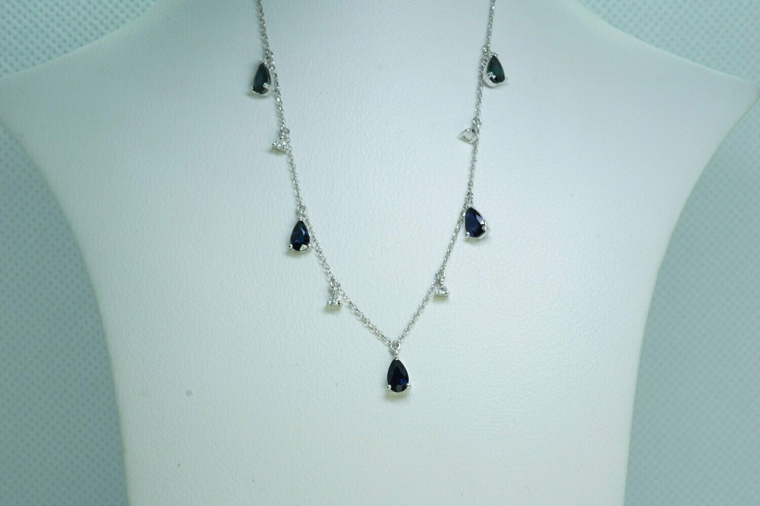 Genuine Blue Sapphire And Diamond Necklace