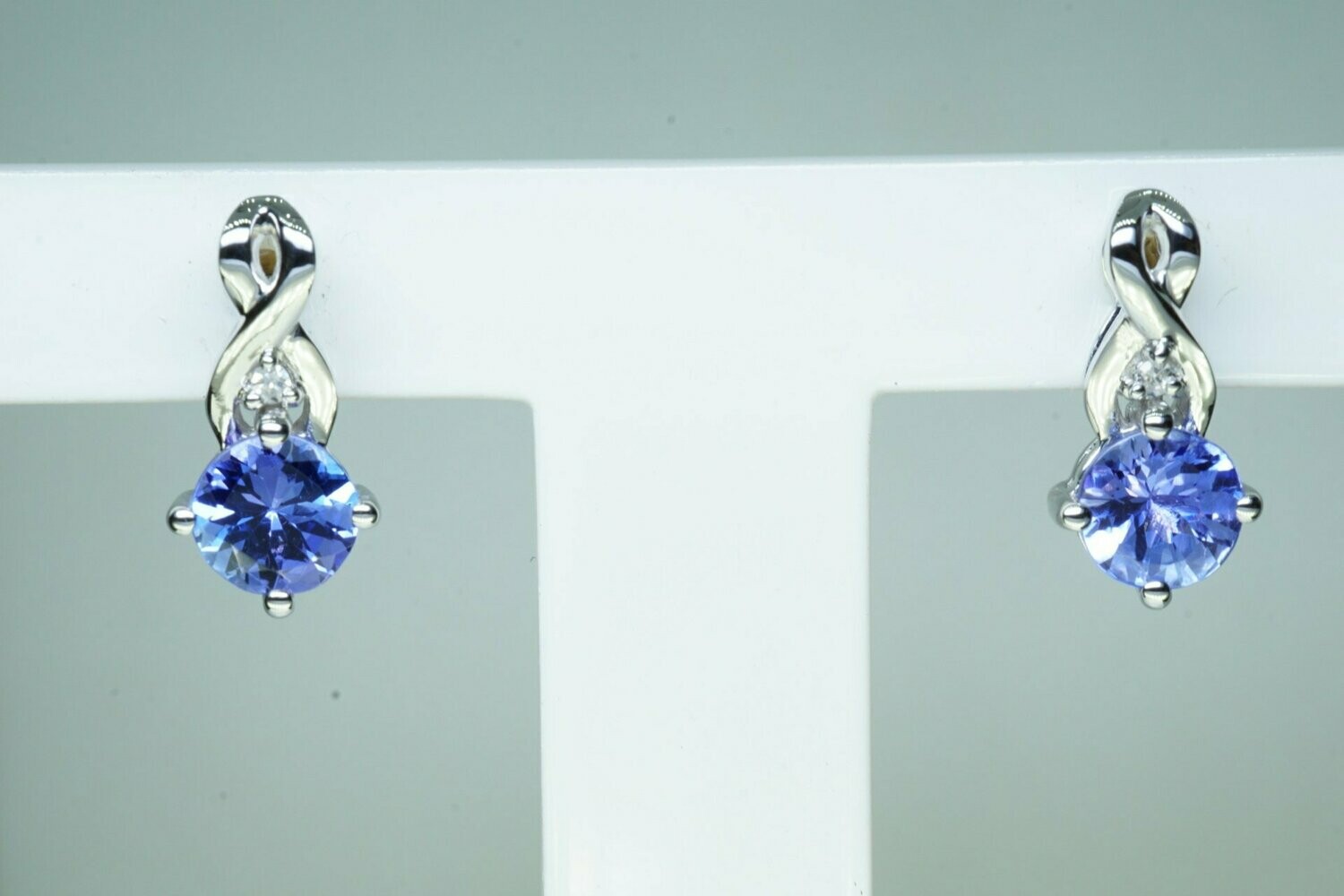 Natural Tanzanite And Diamond Accent Drop Stud Earrings