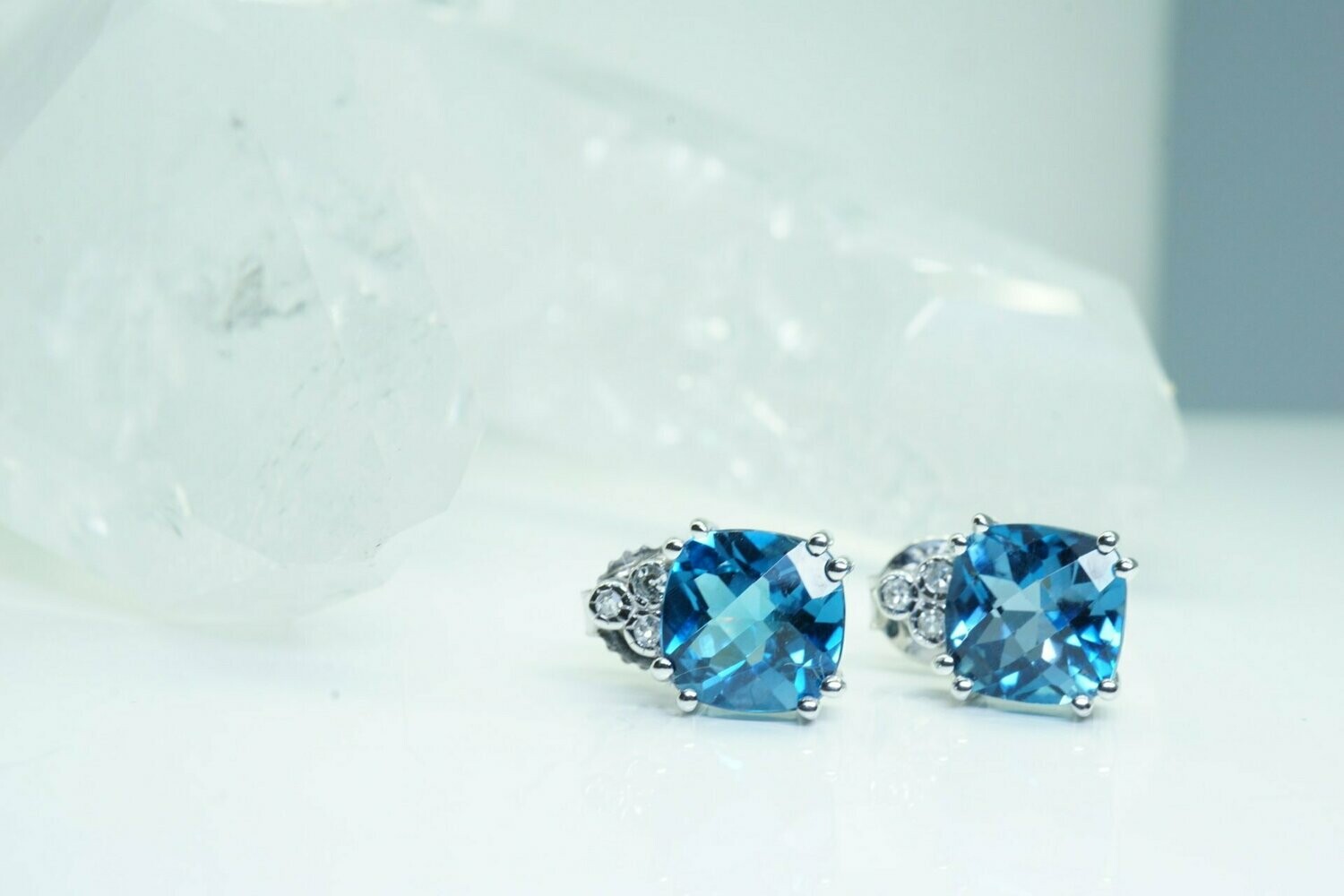 Blue Topaz And Diamond Accent Stud Earrings