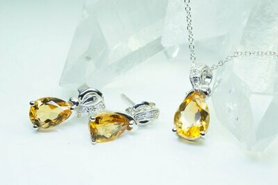 Pear Cut Citrine And Diamond Accent Drop Stud Earrings