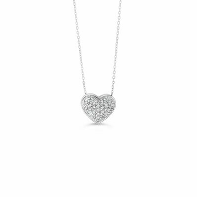 DIAMOND PAVE HEART PENDANT WITH CHAIN