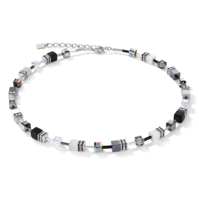 GeoCUBE® Necklace black-white-haematite