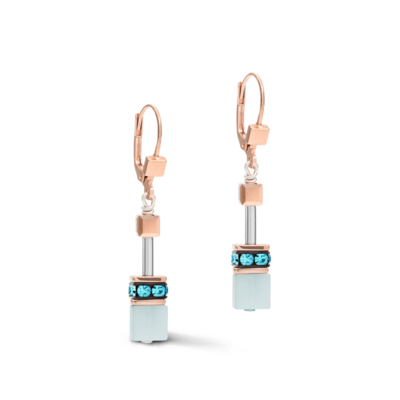 Earrings GeoCUBE® Swarovski® Crystals & Gemstones aqua-beige