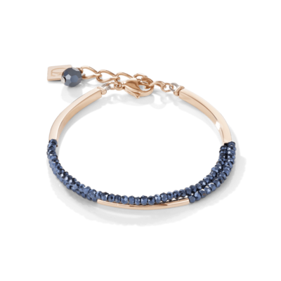 Bracelet Waterfall stainless steel rose gold & glass anthracite