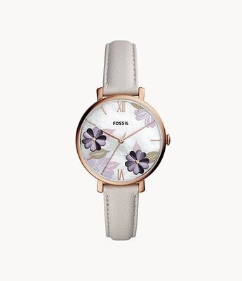 Jacqueline Three-Hand Mineral Grey Leather Watch