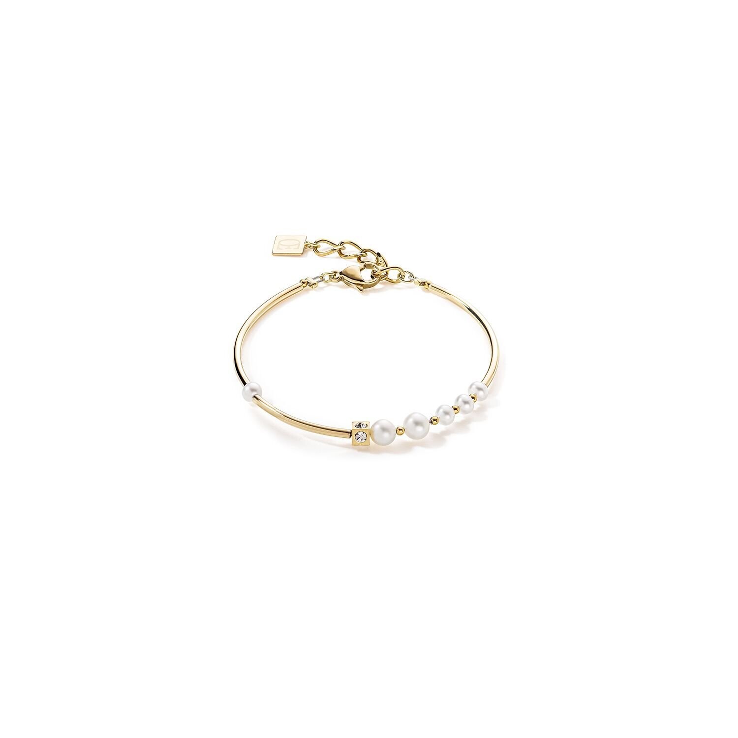 Bracelet Asymmetry Freshwater Pearls & stainless steel white-gold
