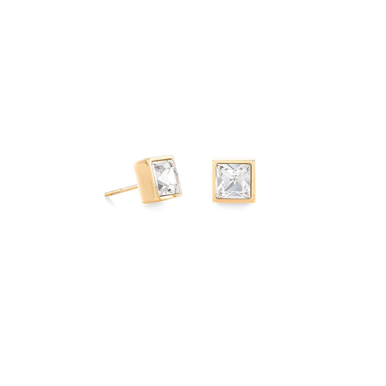 Brilliant Square big earrings gold crystal