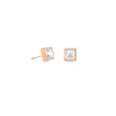 Brilliant Square big earrings roségold crystal