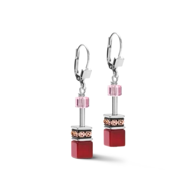 Earrings GeoCUBE® Crystals & Gemstones red-purple
