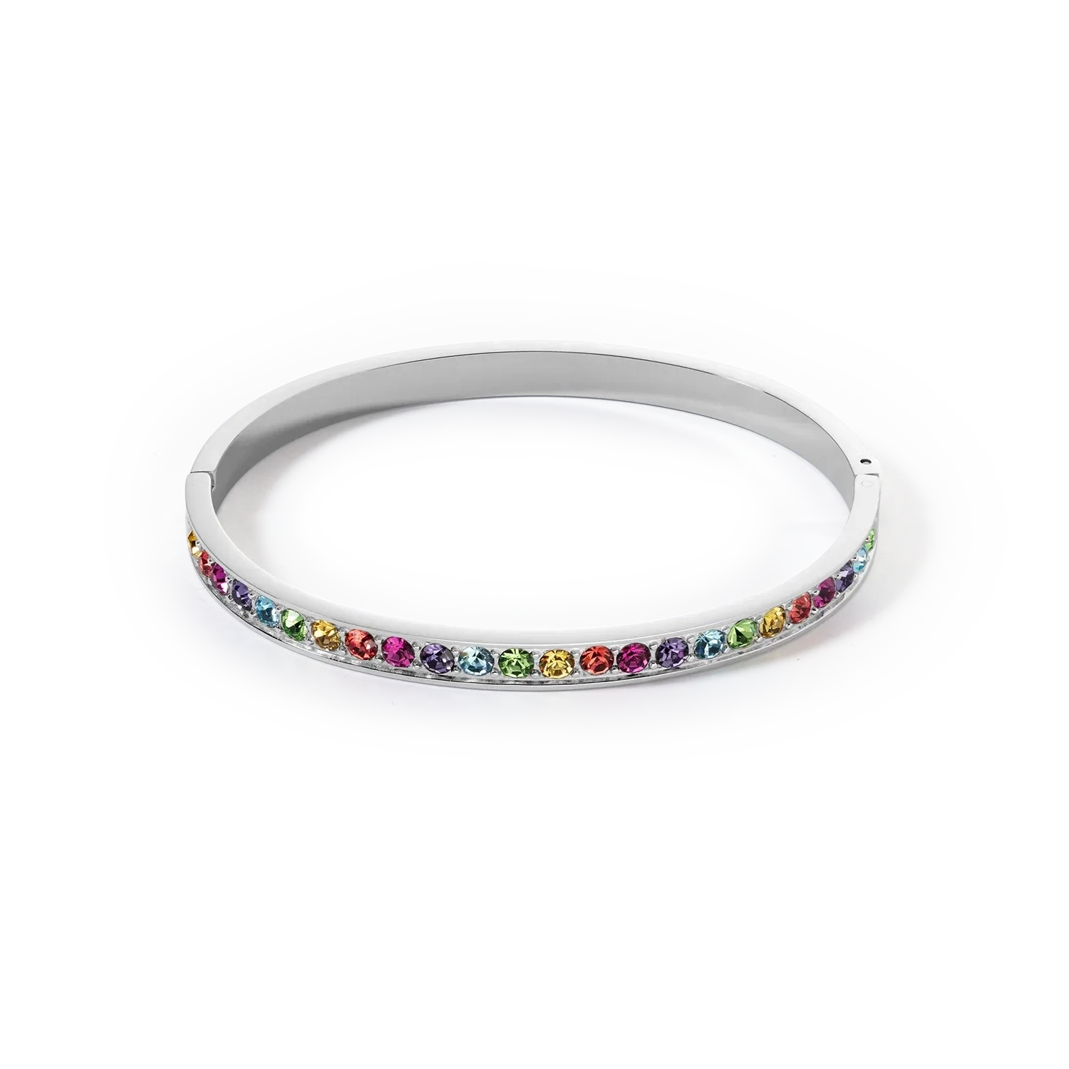 Bracelet stainless steel & crystals silver multicolor 17